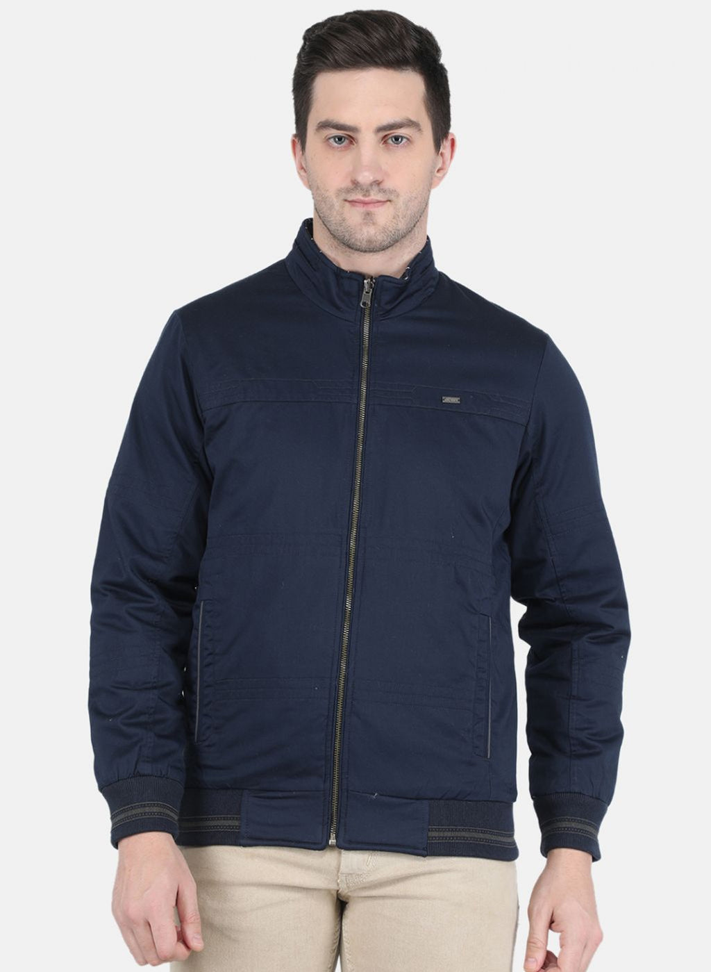 Men NAvy Blue Printed Jacket