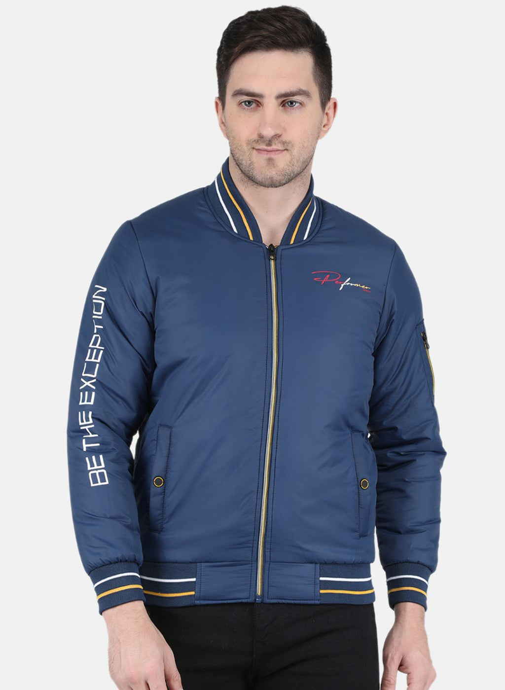 Men Blue Printed Jacket