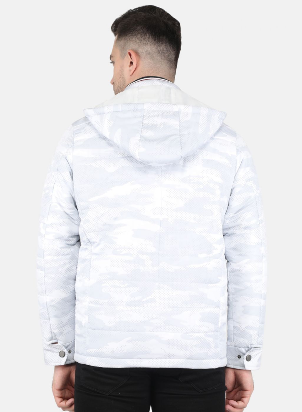 Men White Printed Jacket