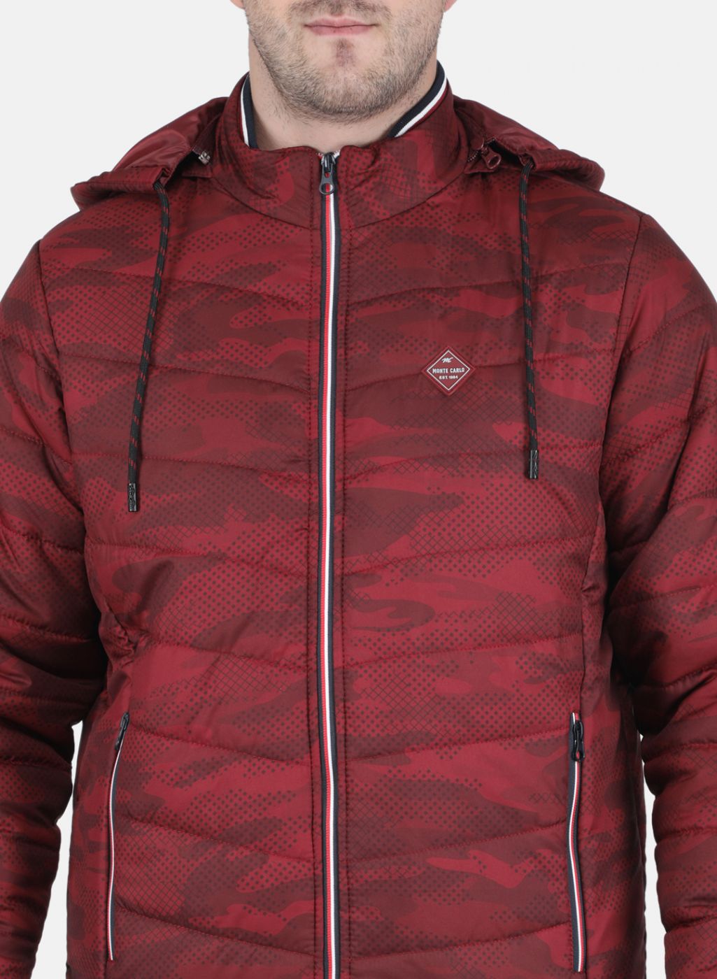 Men Maroon Printed Jacket