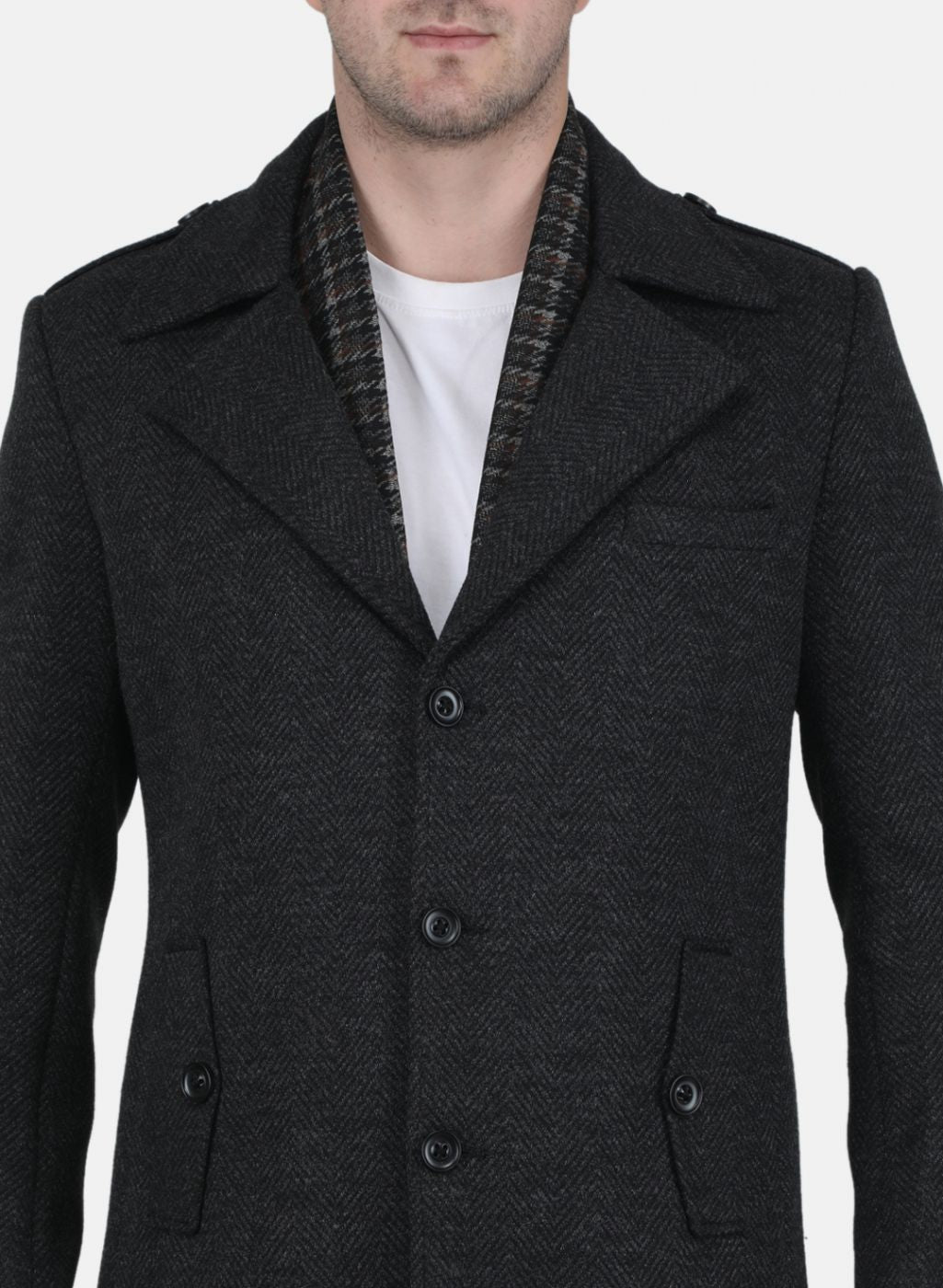 Men Grey Solid Coat