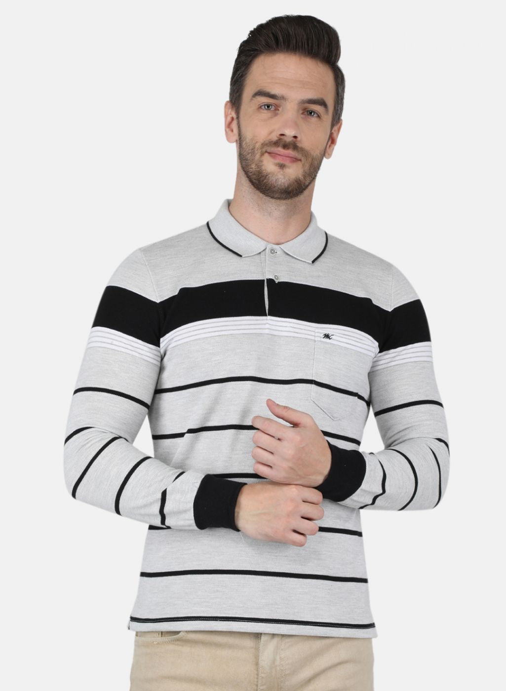 Men Grey Stripe T-Shirt