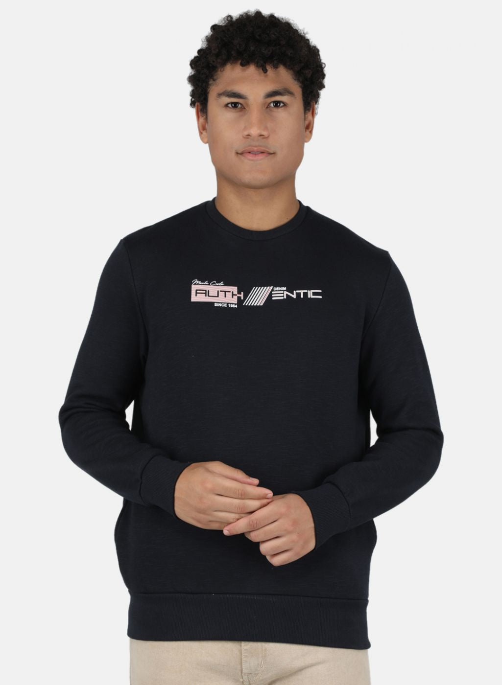 Men NAvy Blue Solid Sweatshirt