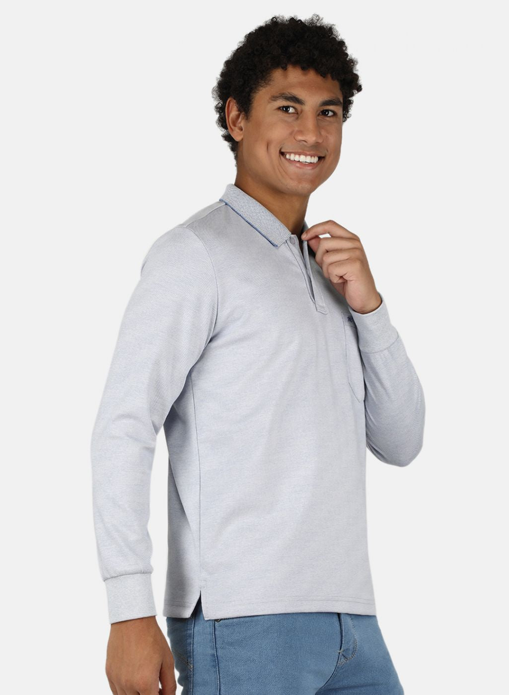 Men Sky Blue Solid T-Shirt