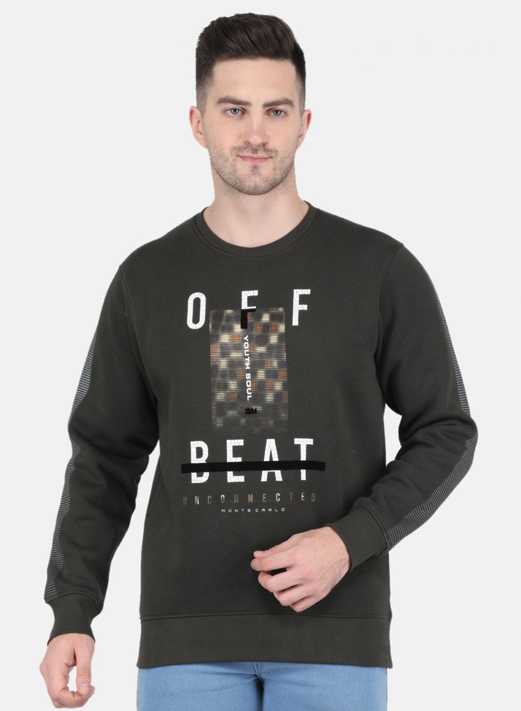 Men Olive Printed Sweatshirt
