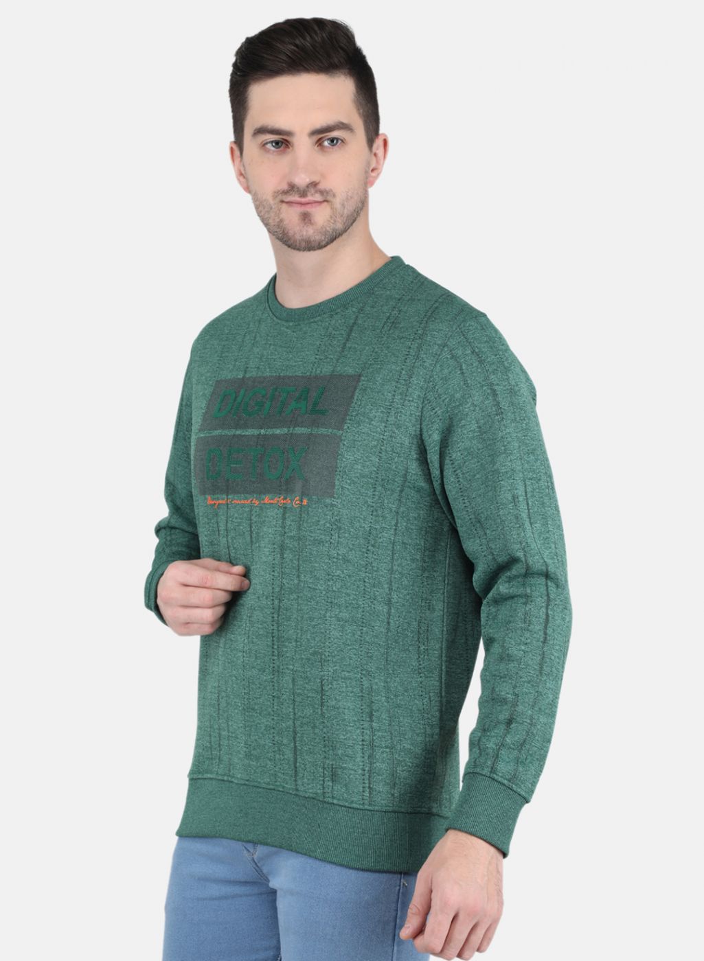 Men Green Printed Sweatshirt