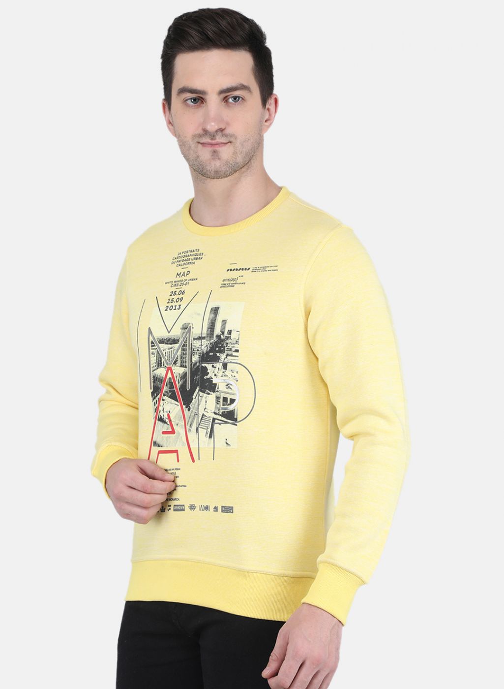 Men Yellow Jaquard Sweatshirt