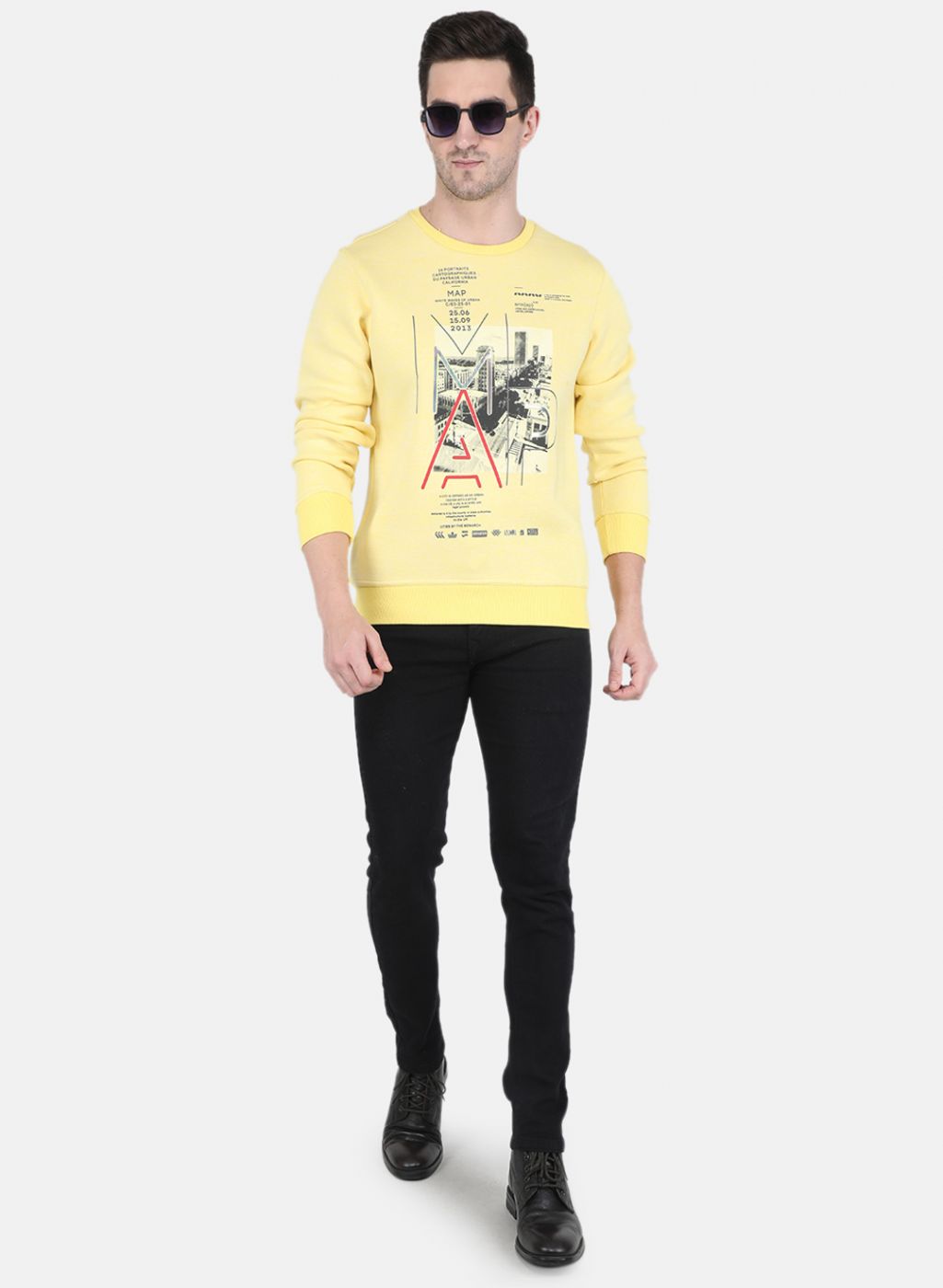 Men Yellow Jaquard Sweatshirt