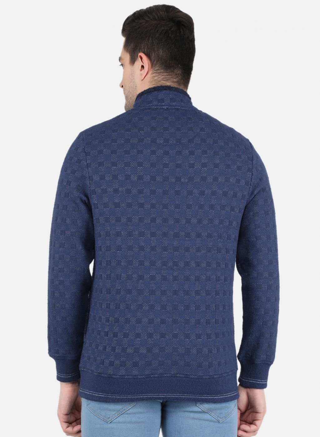 Men Blue Jaquard Sweatshirt