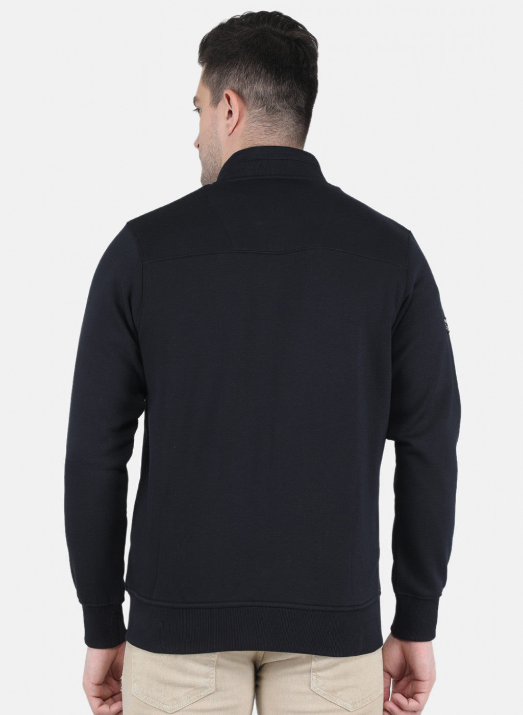Men NAvy Blue Glowing in Dark Branding with Zipper Pocket Sweatshirt