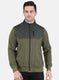 Men Olive Rotary Print with Jacketing Fabric - Zipper Pocket Sweatshirt