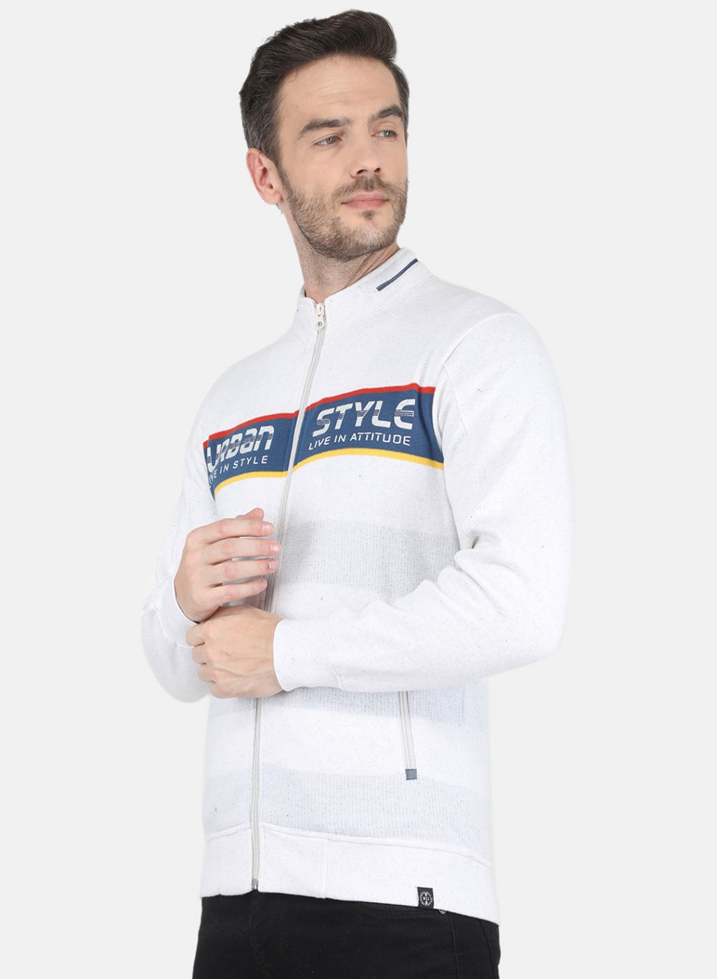 Men Grey Self design Sweatshirt