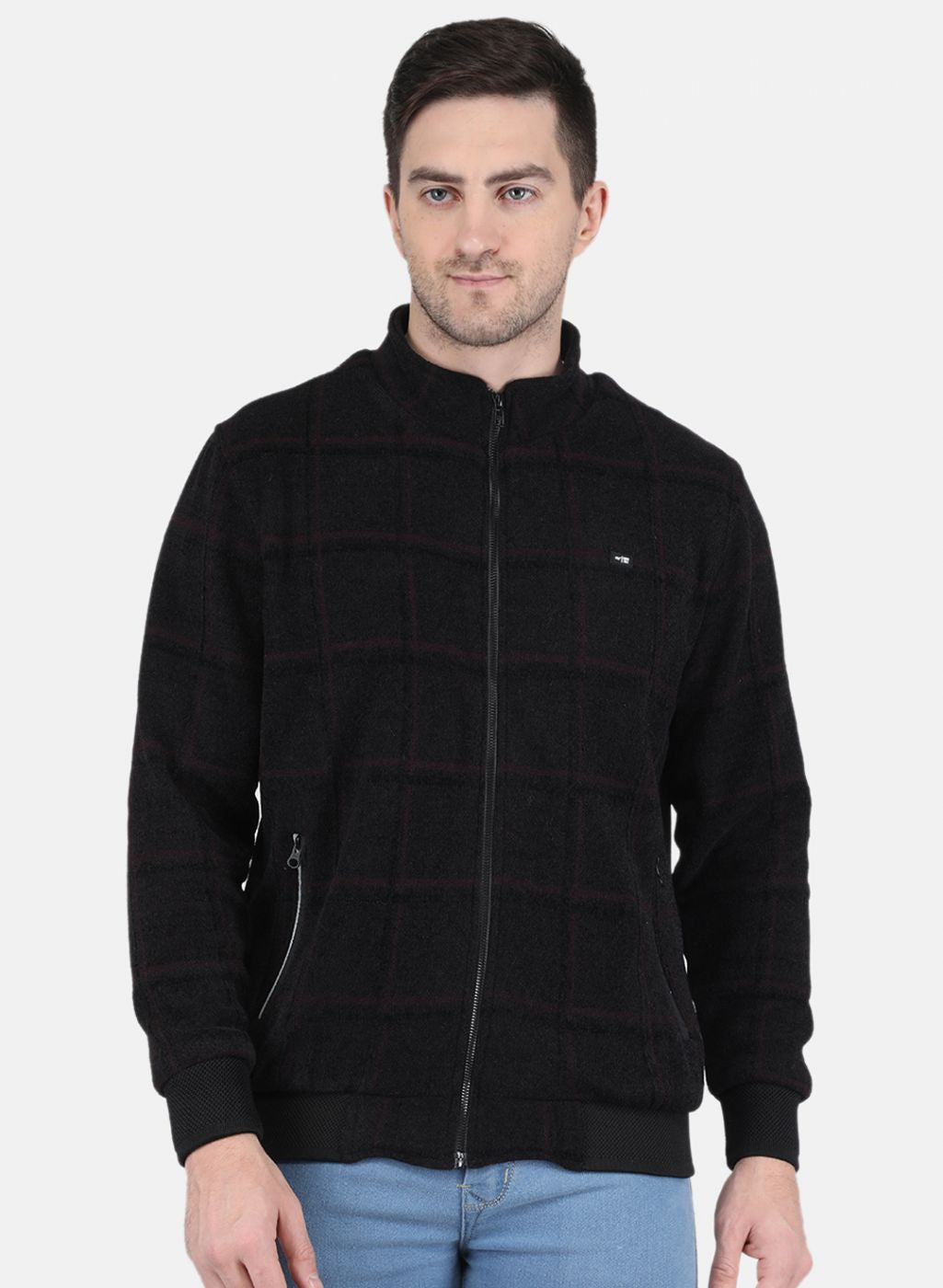 Men Maroon Printed Jacket