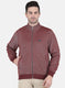 Men Maroon Jaquard Full Sleeve Collar Jacket