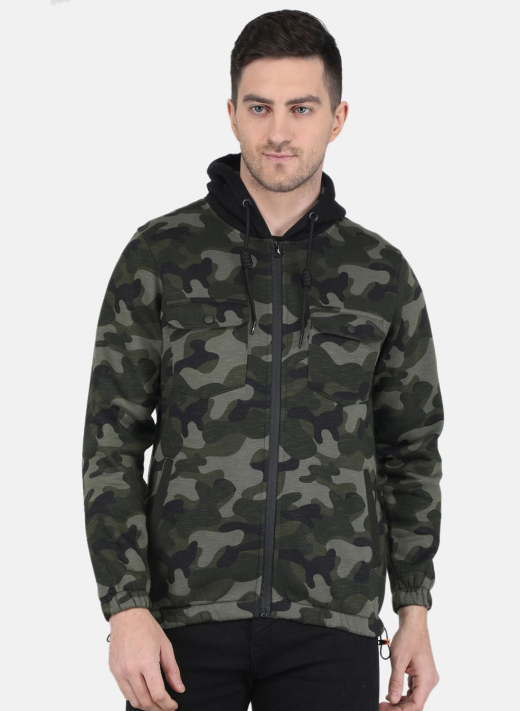 Men Olive Printed Sweatshirt