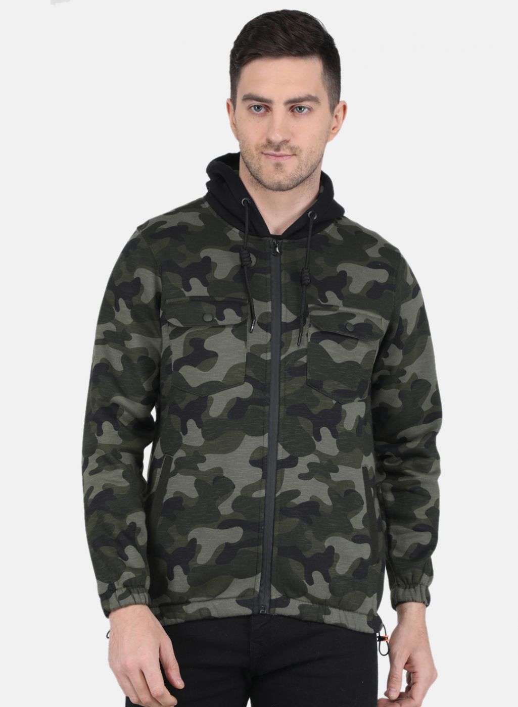 Men Olive Printed Sweatshirt