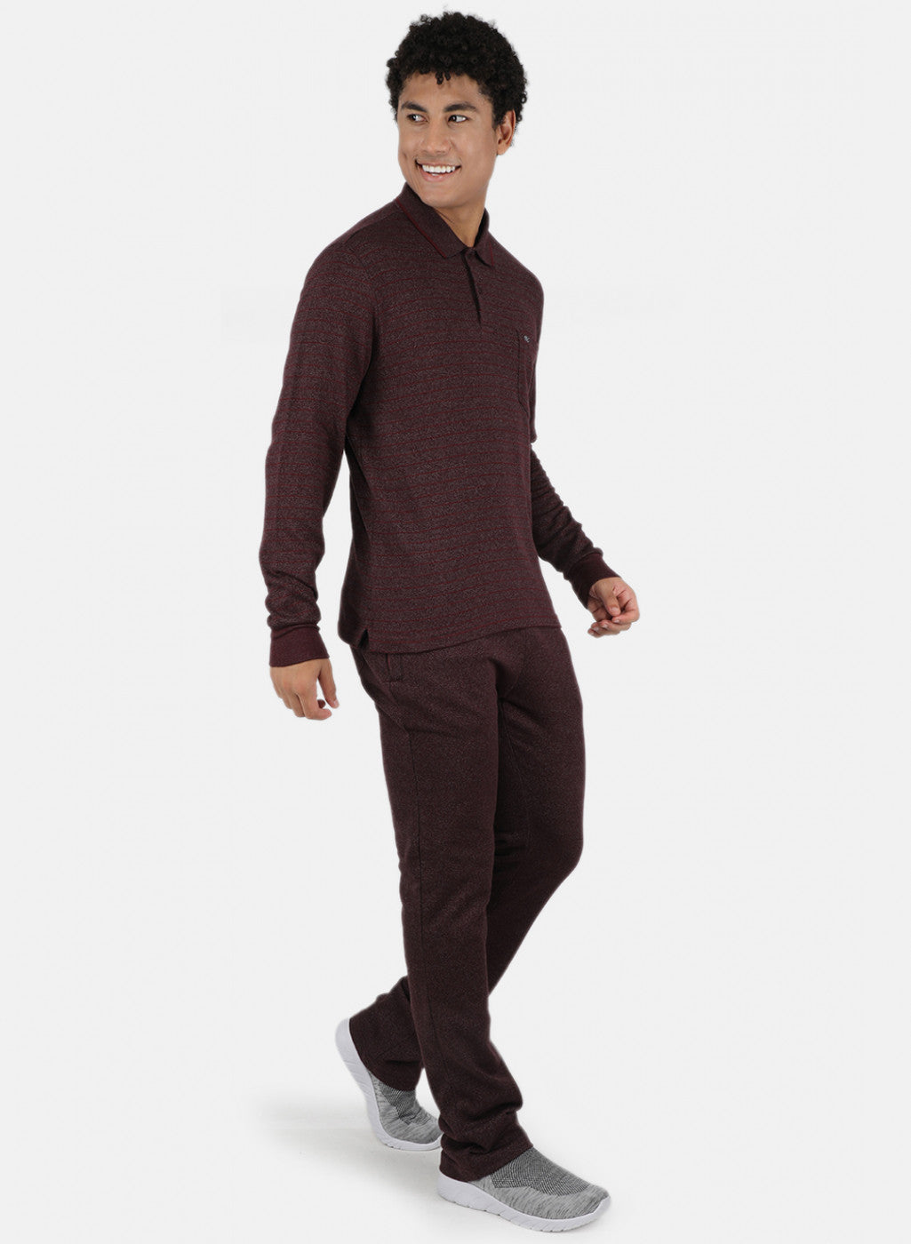 Men Maroon Solid Tracksuit