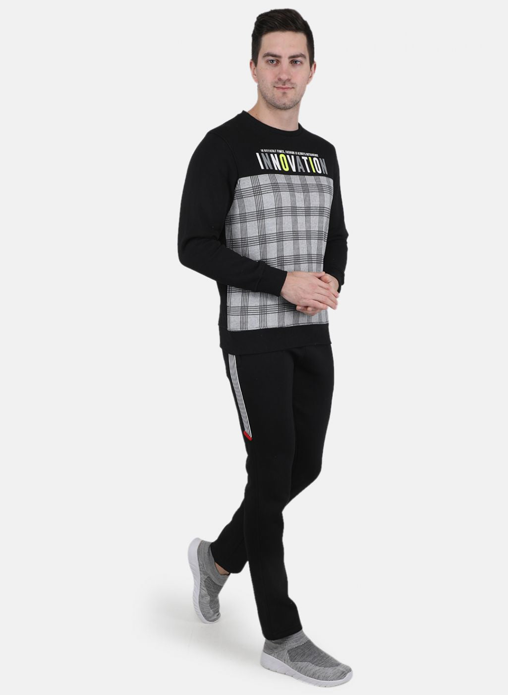 Men Black Printed Tracksuit