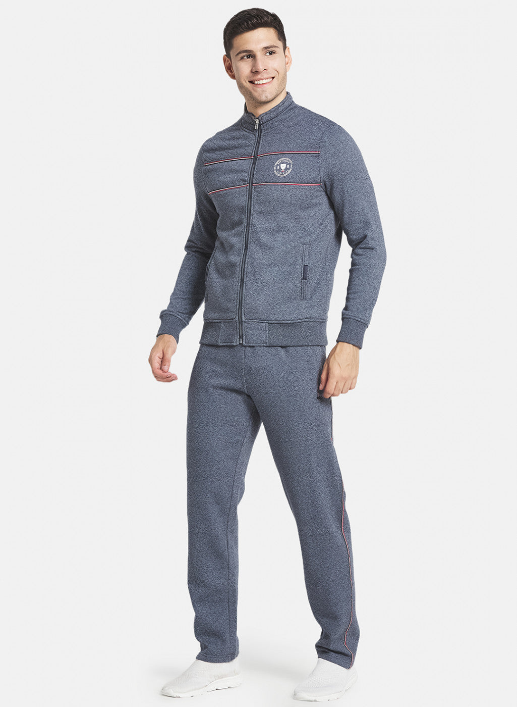 Men Blue Jaspe Fleece Tracksuit