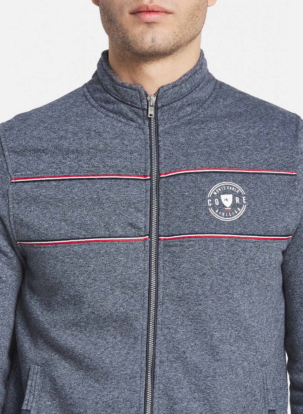 Men Blue Jaspe Fleece Tracksuit