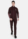 Men Burgundy Solid Tracksuit