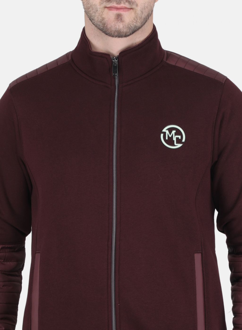 Men Burgundy Solid Tracksuit