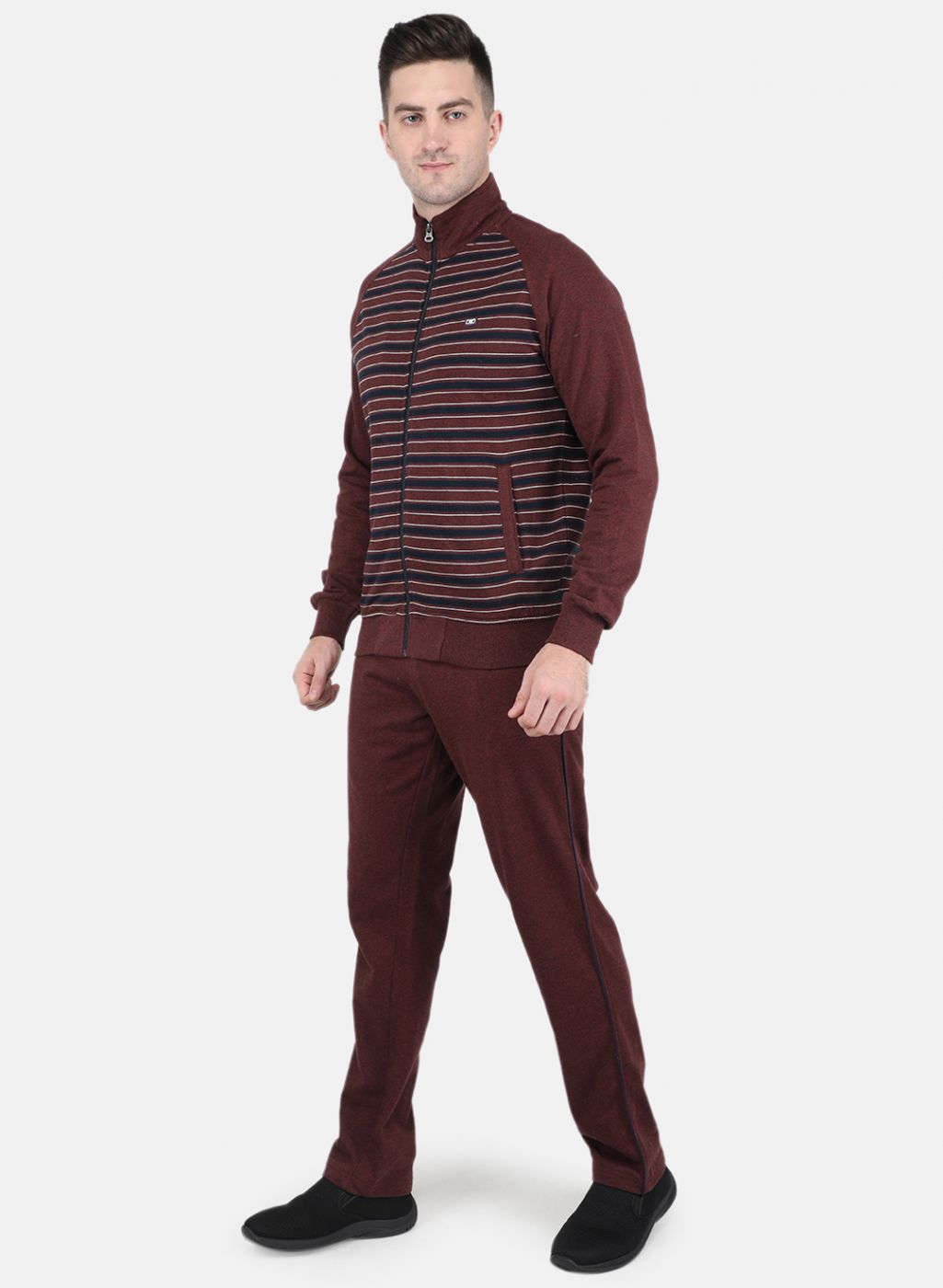 Men Maroon Stripe Tracksuit