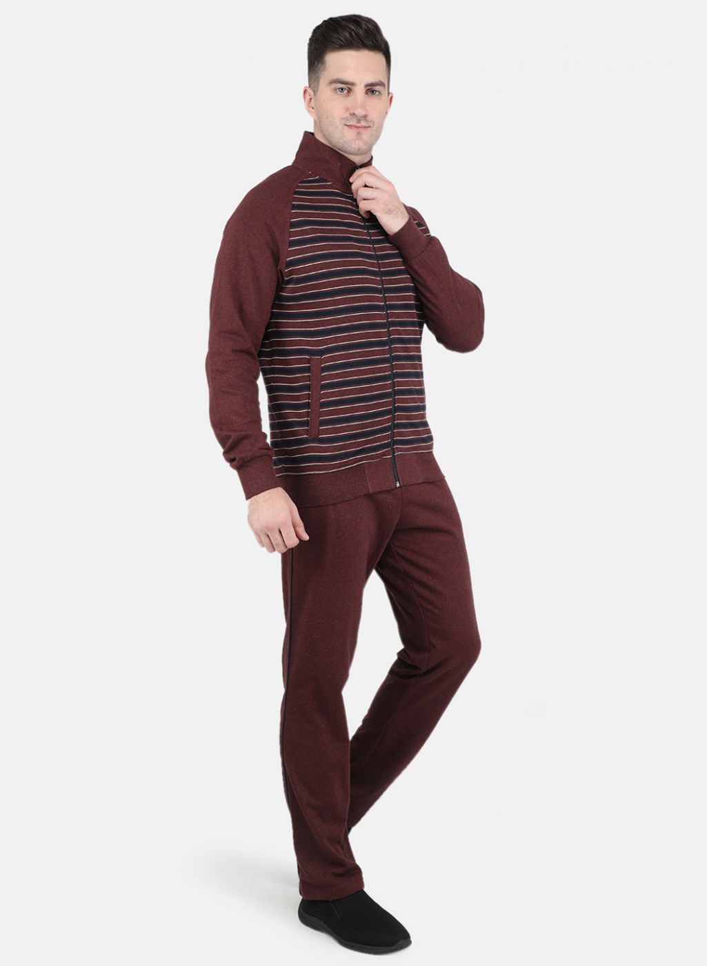 Men Maroon Stripe Tracksuit