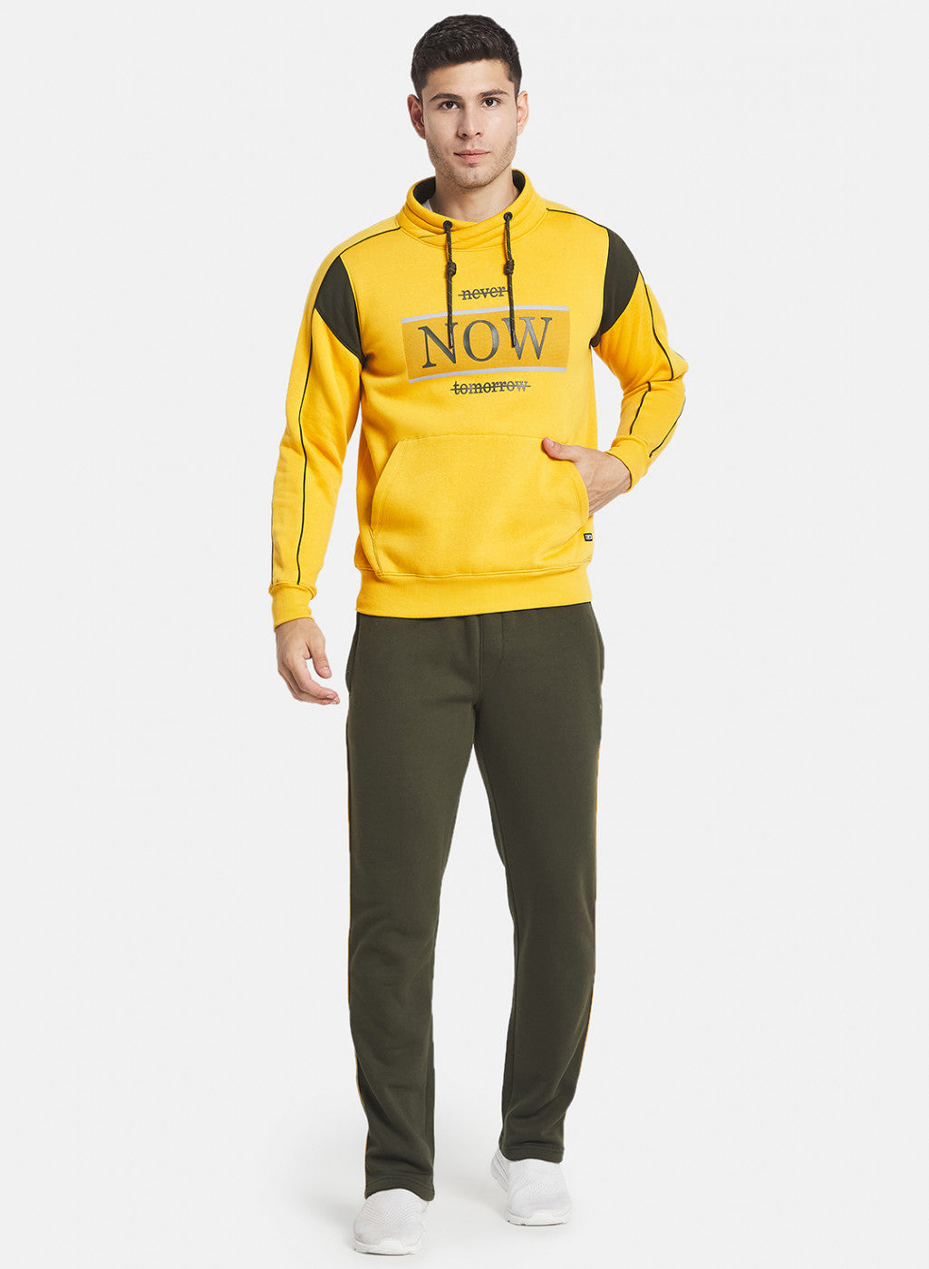 Men Mustard Cut & Sew Tracksuit