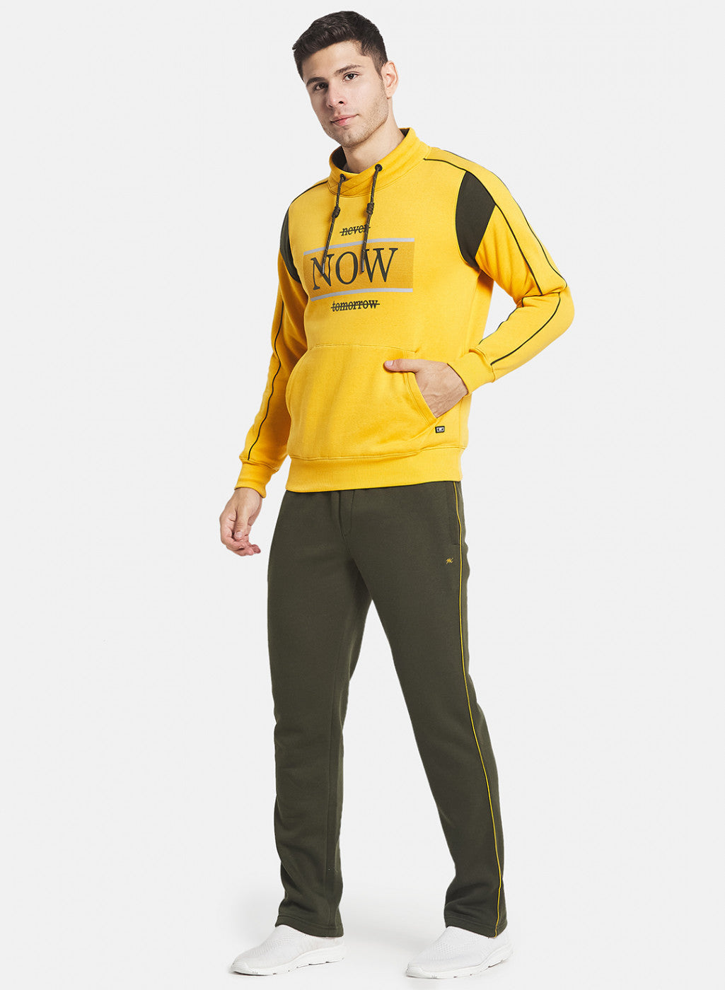 Men Mustard Cut & Sew Tracksuit