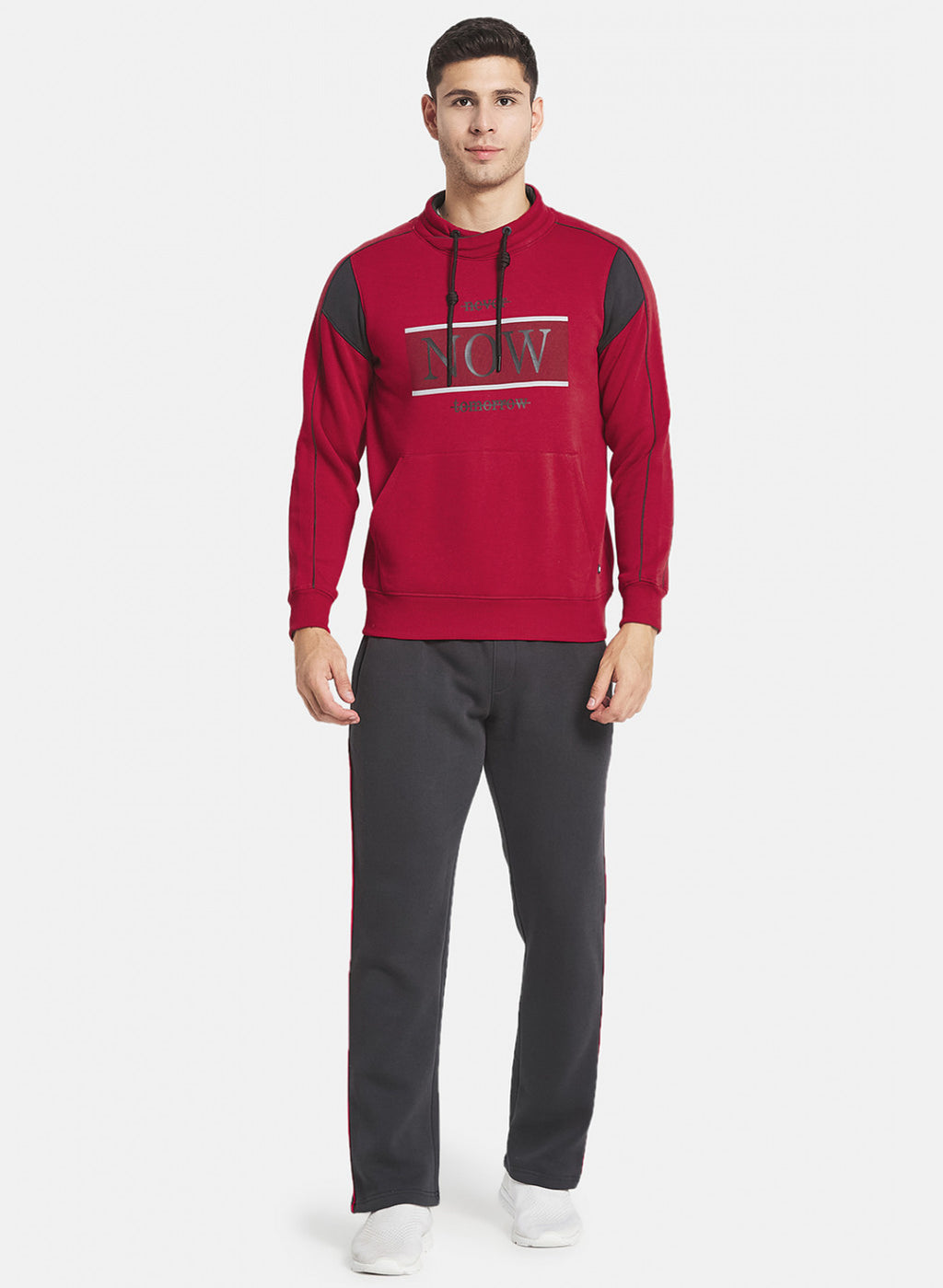 Men Red Cut & Sew Tracksuit