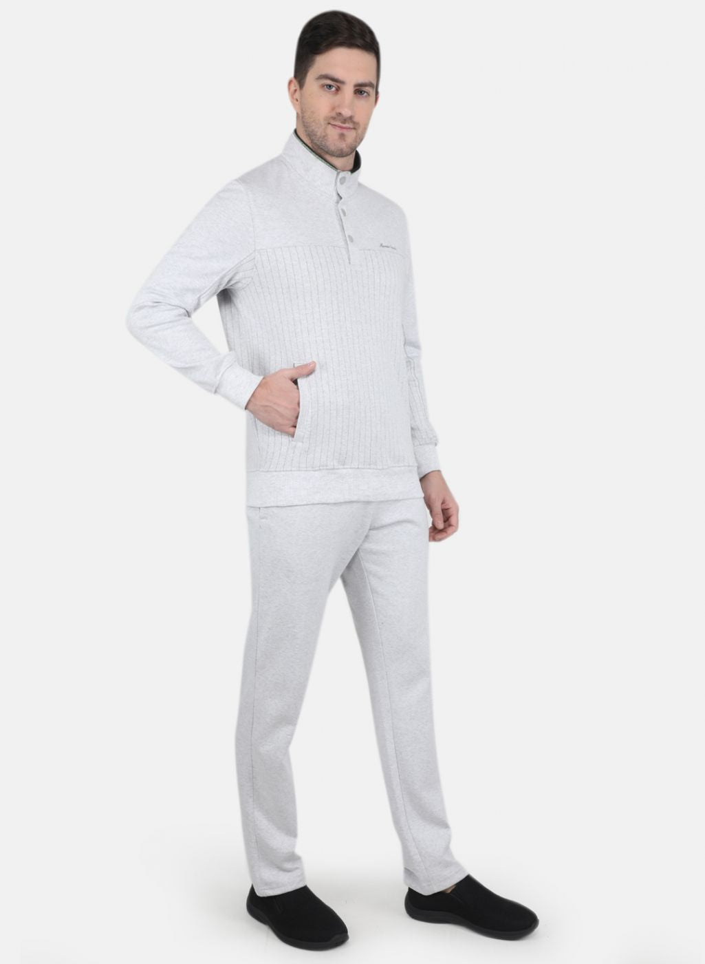 Men Grey Solid Tracksuit