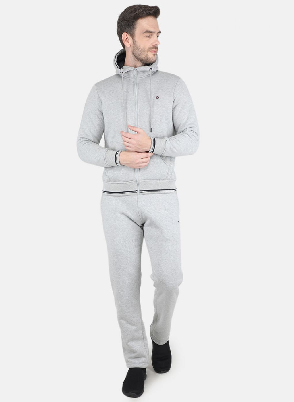 Men Grey Solid Tracksuit