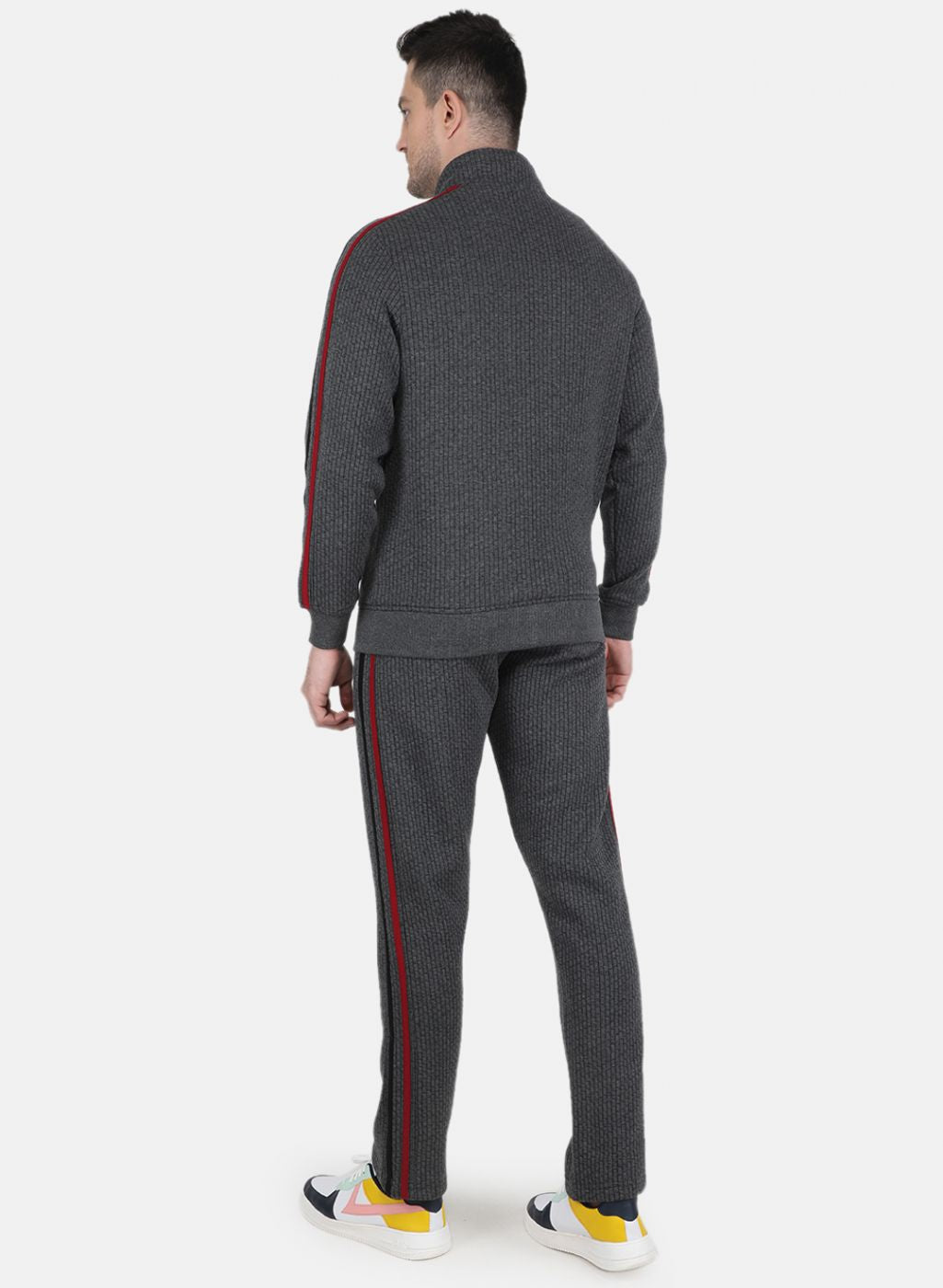 Men Grey Solid Tracksuit