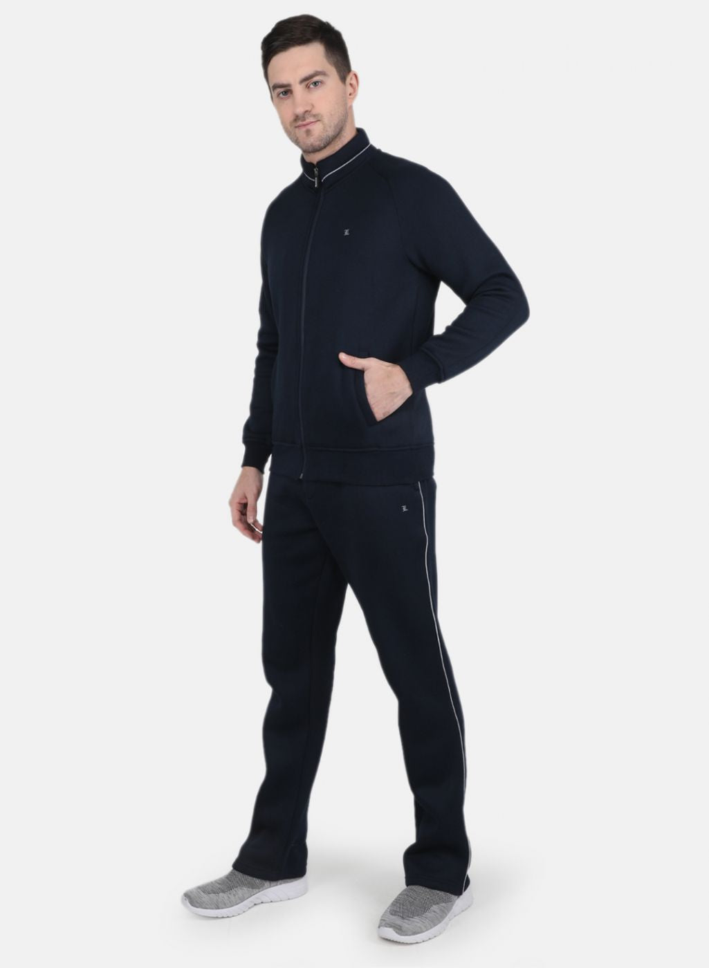 Men NAvy Blue Solid Tracksuit