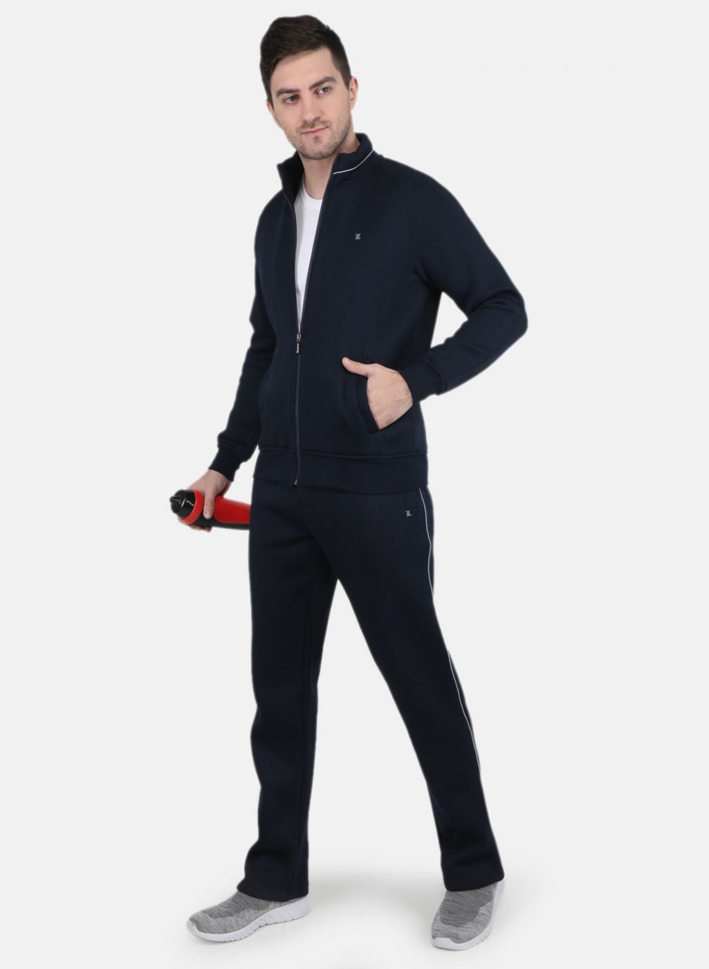 Men NAvy Blue Solid Tracksuit