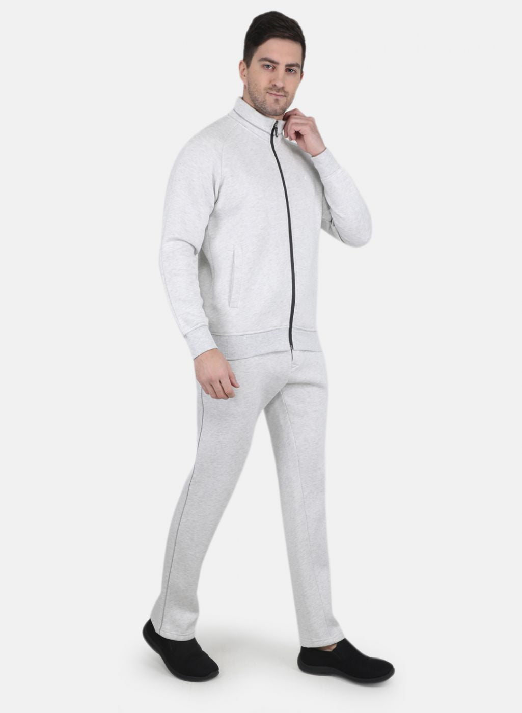 Men Grey Solid Tracksuit