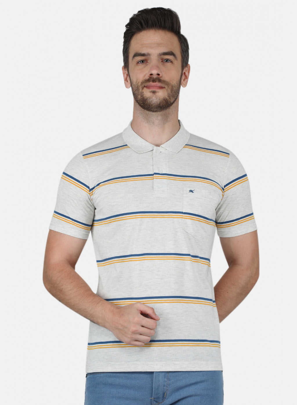 Men Grey Stripe T-Shirt