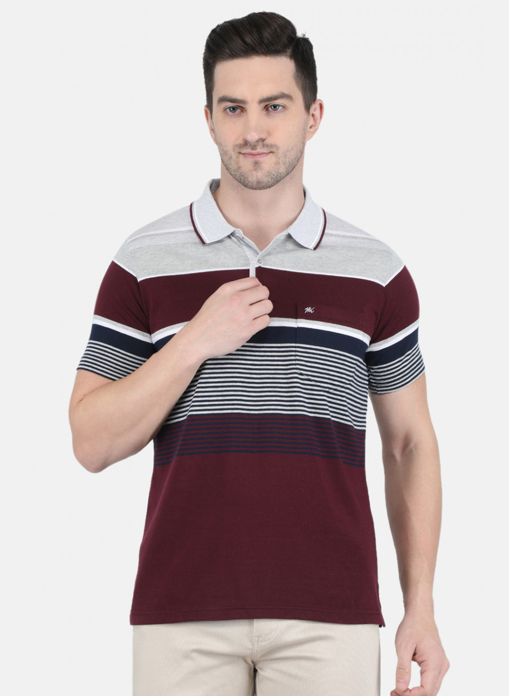 Men Maroon Stripe T-Shirt