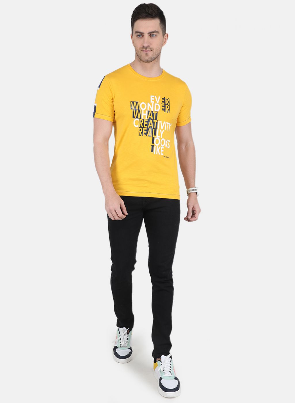 Men Mustard Stripe T-Shirt