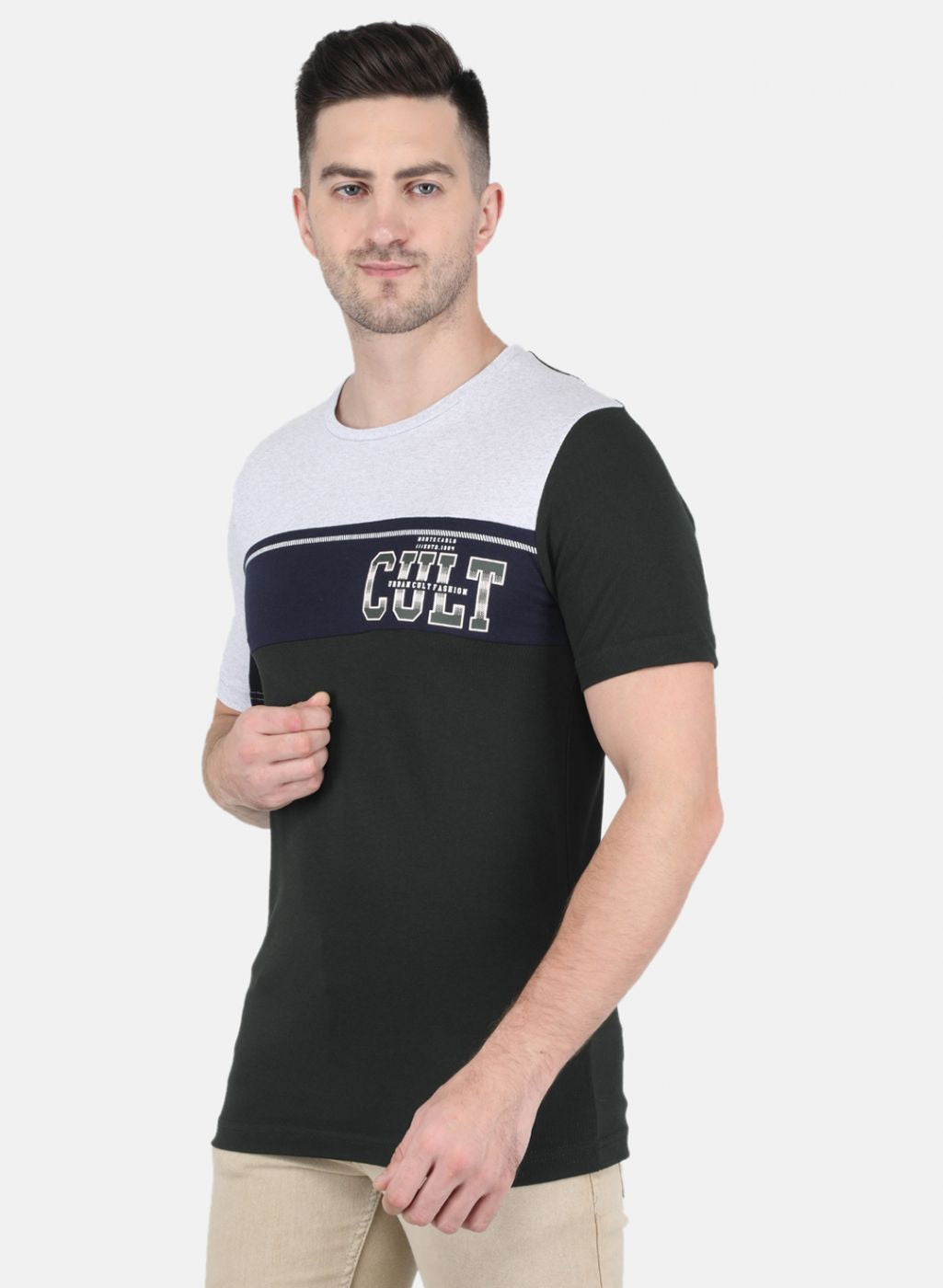 Men Olive Stripe T-Shirt