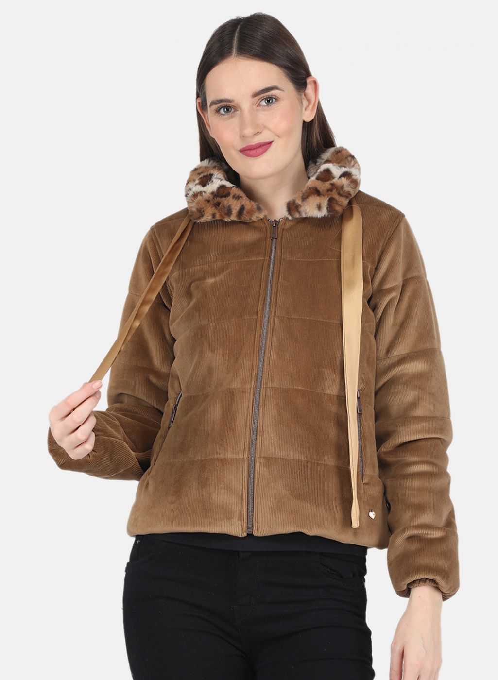 Women Brown Solid Jacket