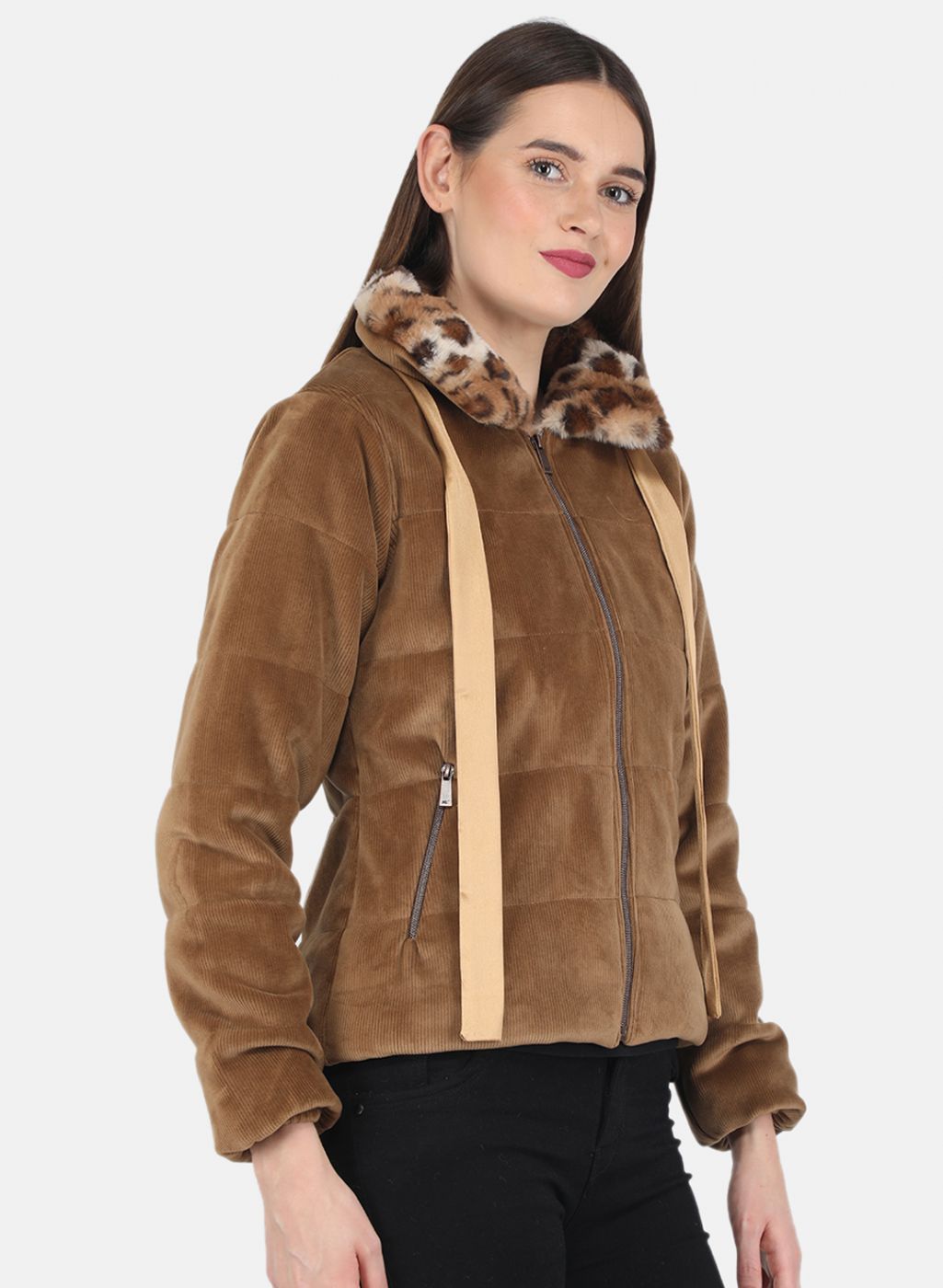 Women Brown Solid Jacket