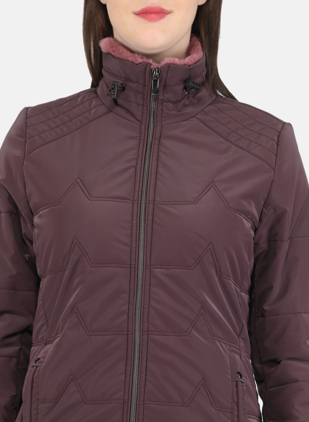 Women Purple Solid Jacket