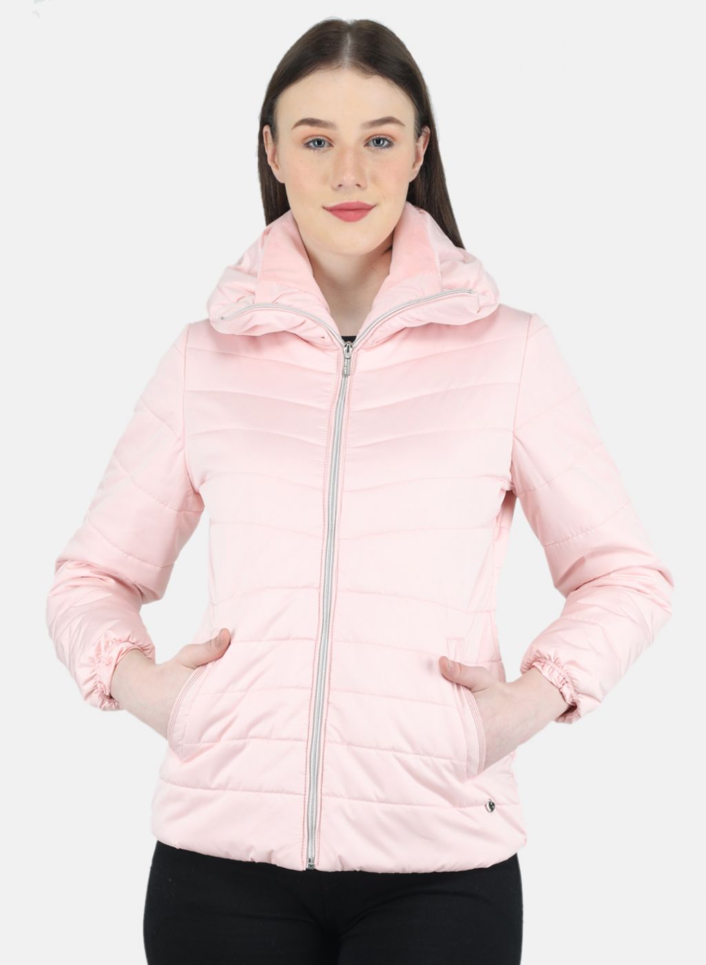 Women Pink Self Design Jacket