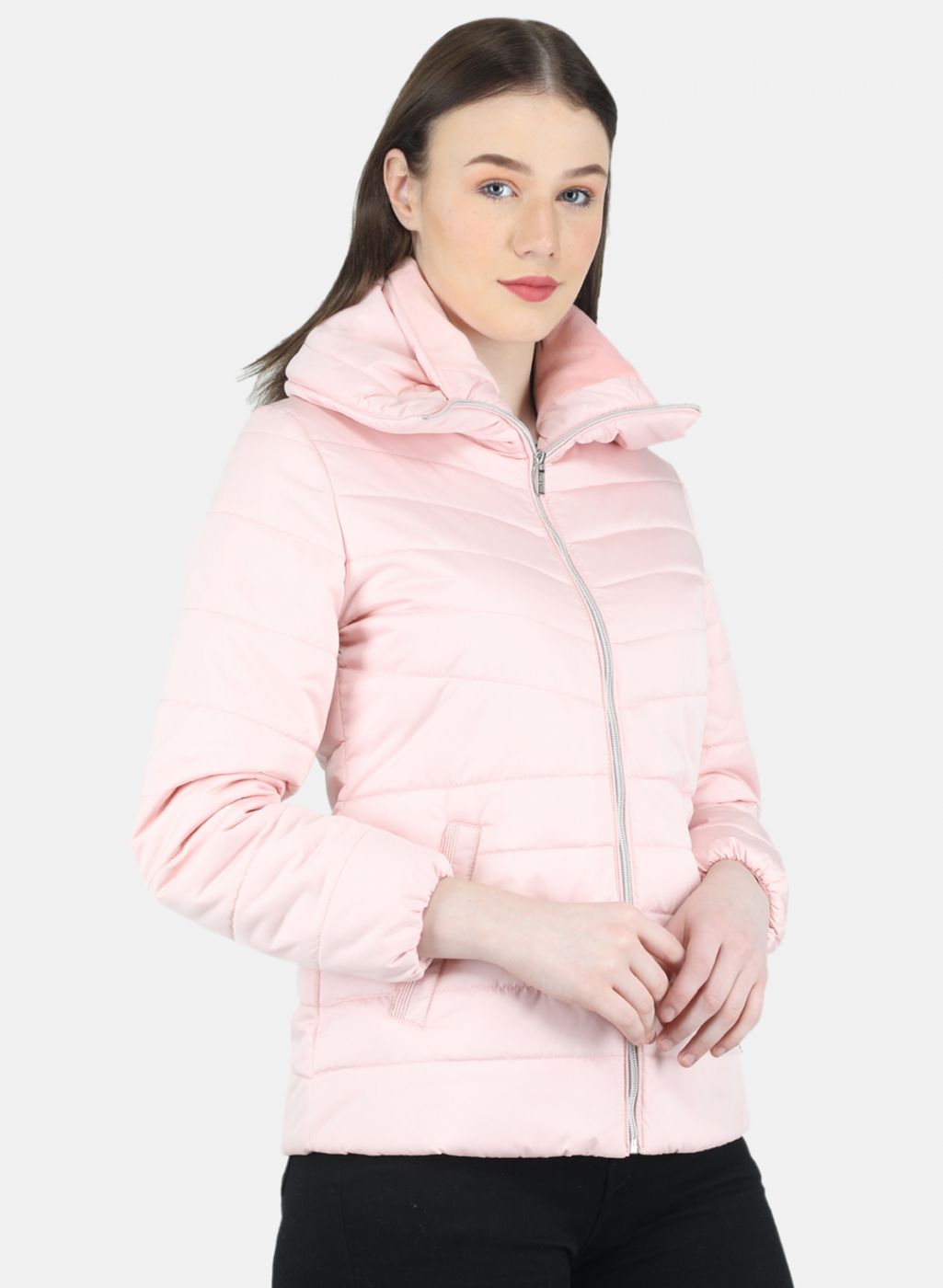 Women Pink Self Design Jacket