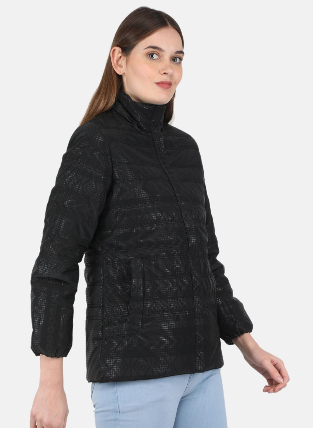 Women Black Printed Jacket