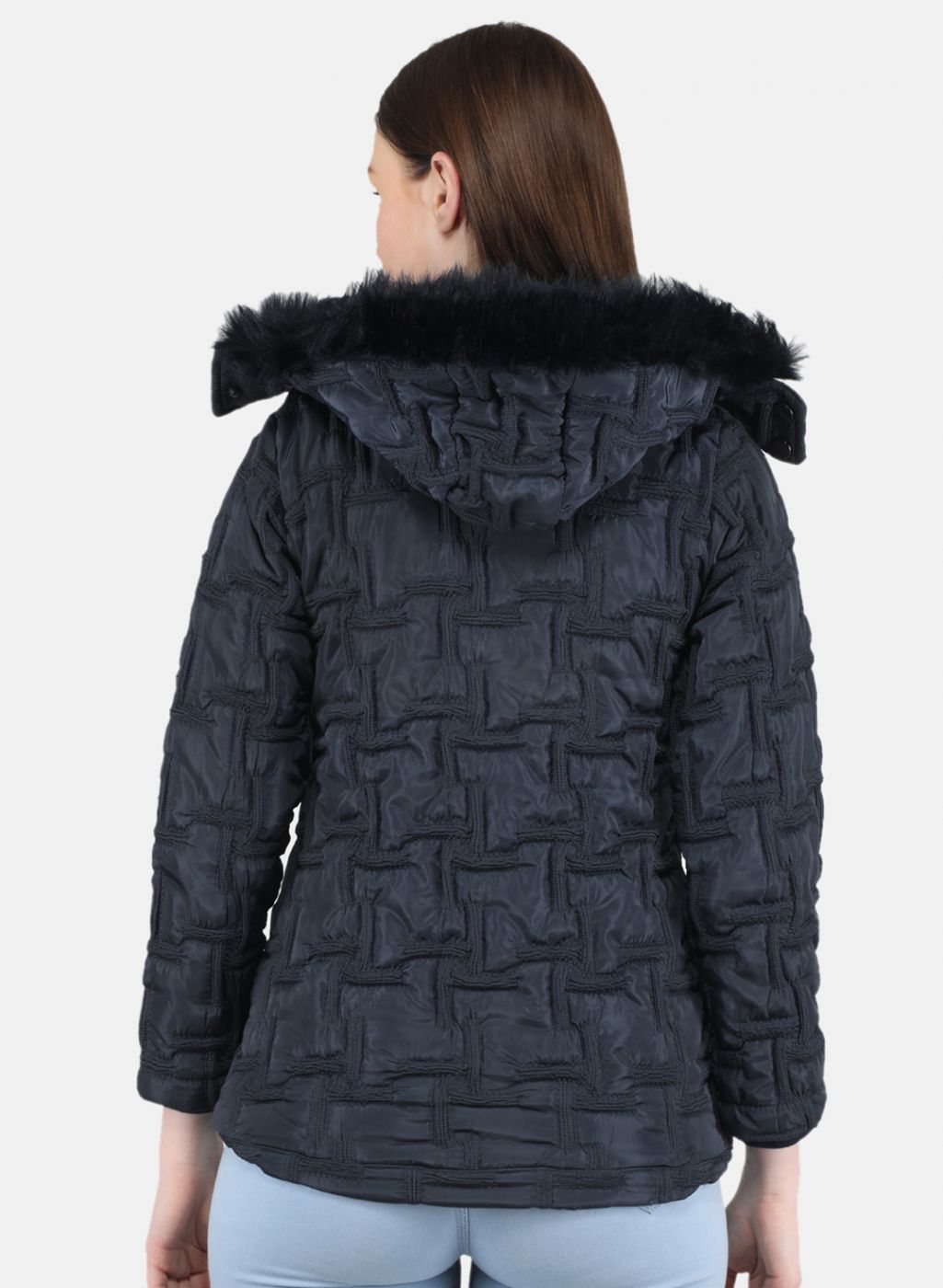 Women NAvy Blue Embroidered Jacket