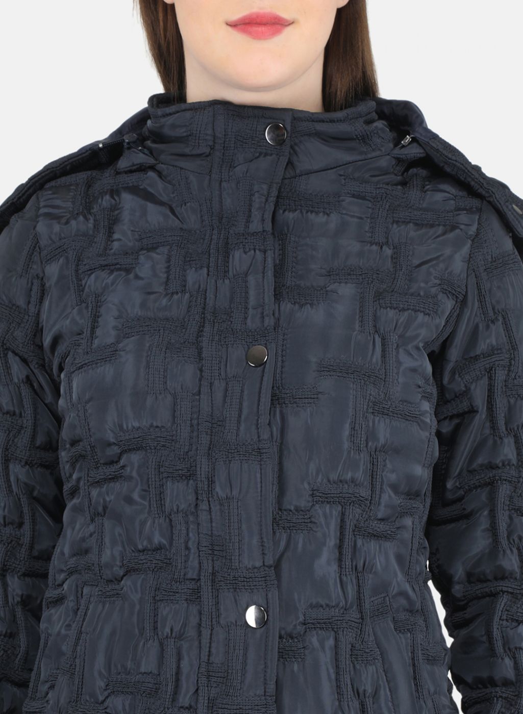 Women NAvy Blue Embroidered Jacket