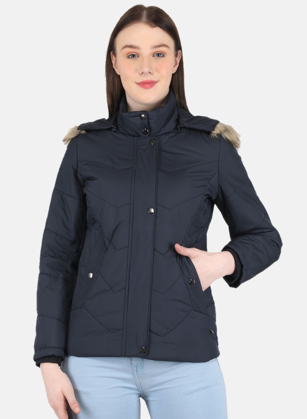 Women NAvy Blue Solid Jacket